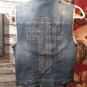 COPY - ✝SAPPHIRE INK Jean Vest  Bronze/Silver Bli…